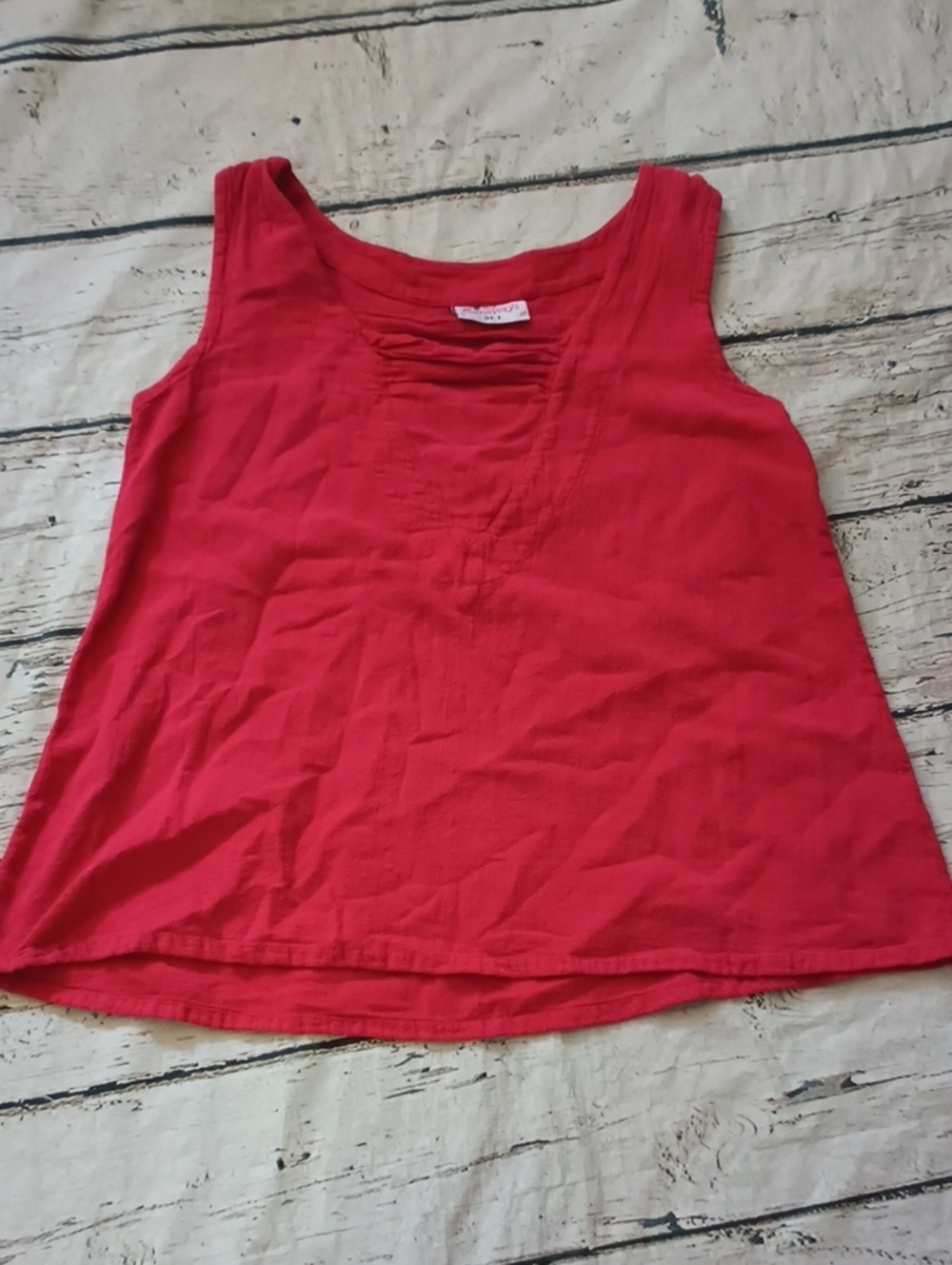 Cottonways Red Modest Neckline Lagenlook Tank Top 1 S M